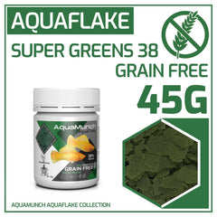 AquaMunch Super Greens fish food flakes for tropical fish
