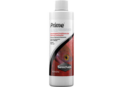 Seachem Prime - white bottle with red branding that reads