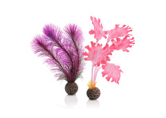 biOrb Kelp Set of 2 artificial aquarium plants, one silk and one plastic, with weighted ball bases