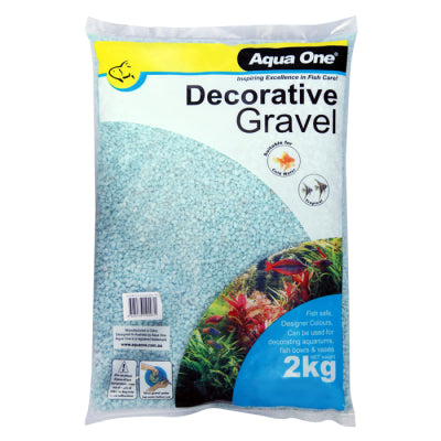 Aqua One Decorative Aquarium Gravel Blue 2kg 10283BL – 7mm epoxy-coated colourfast blue substrate for coldwater and freshwater tropical fish tanks