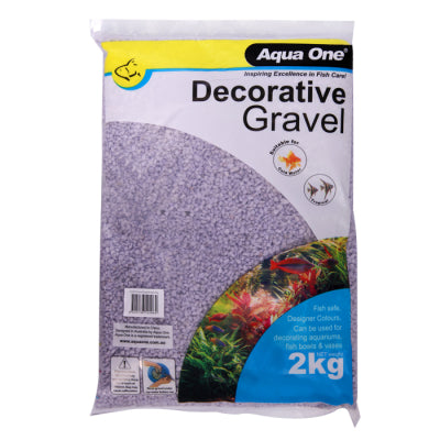 Aqua One Decorative Aquarium Gravel Purple 2kg 10283P – 7mm epoxy-coated colourfast purple substrate for coldwater and freshwater tropical fish tanks