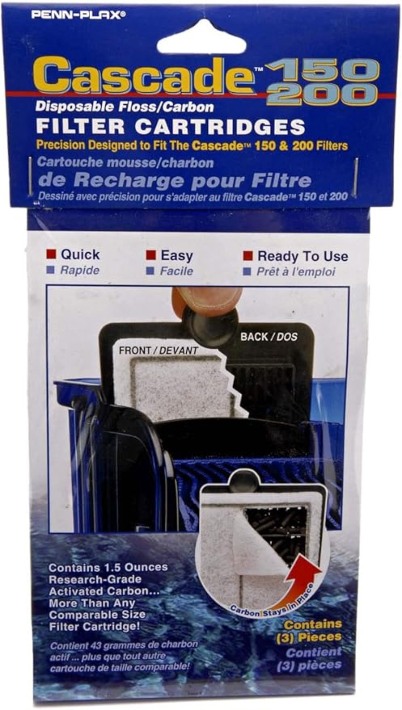 Cascade 150/200 replacement filter cartridge with activated carbon and filter floss