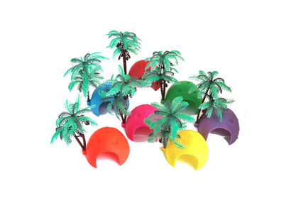 Neon coco hut with plastic palm tree for hermit crabs