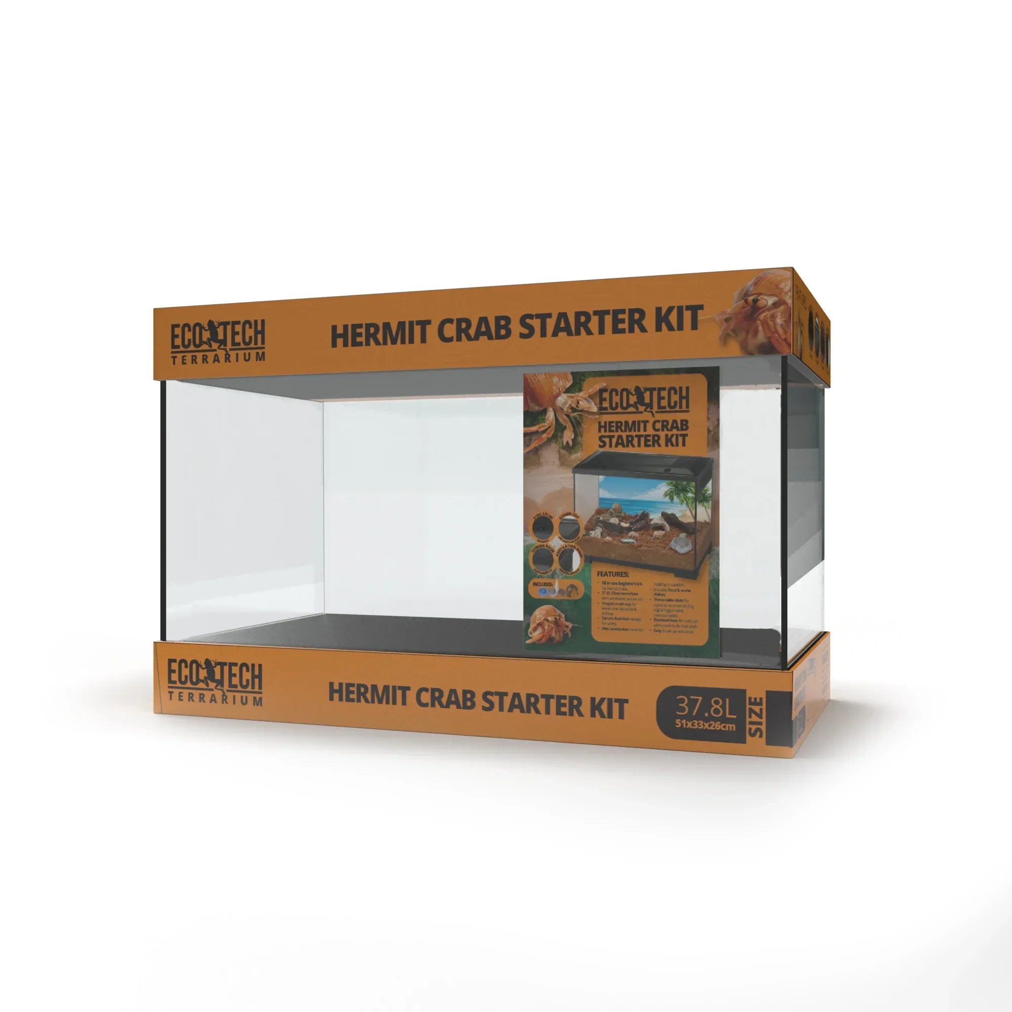 Eco Tech Hermit Crab Starter Kit 51 x 26 x 33cm complete glass terrarium habitat for hermit crabs