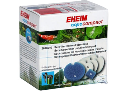 Eheim filter pads installed inside an Aquacompact aquarium filter