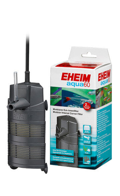 Eheim Aqua60 modular internal corner filter – compact 4W 160-300 l/h adjustable internal filter with diffuser and mediabox for freshwater and marine aquariums 30 to 60 litres