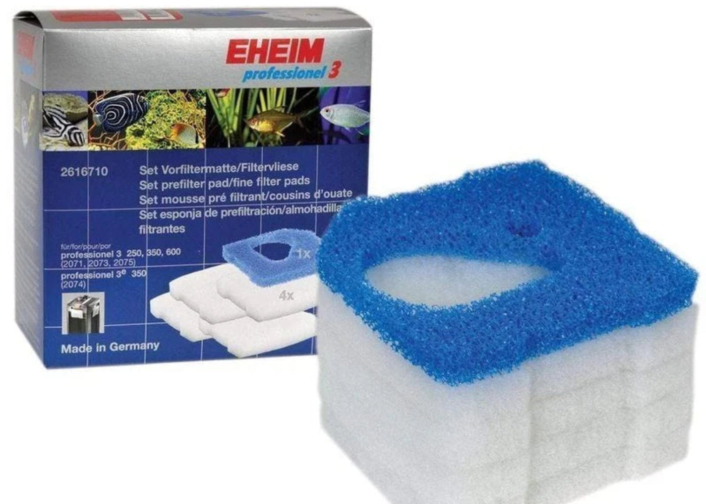 Eheim Blue & White Filter Pads installed in a Professionel 3 canister filter