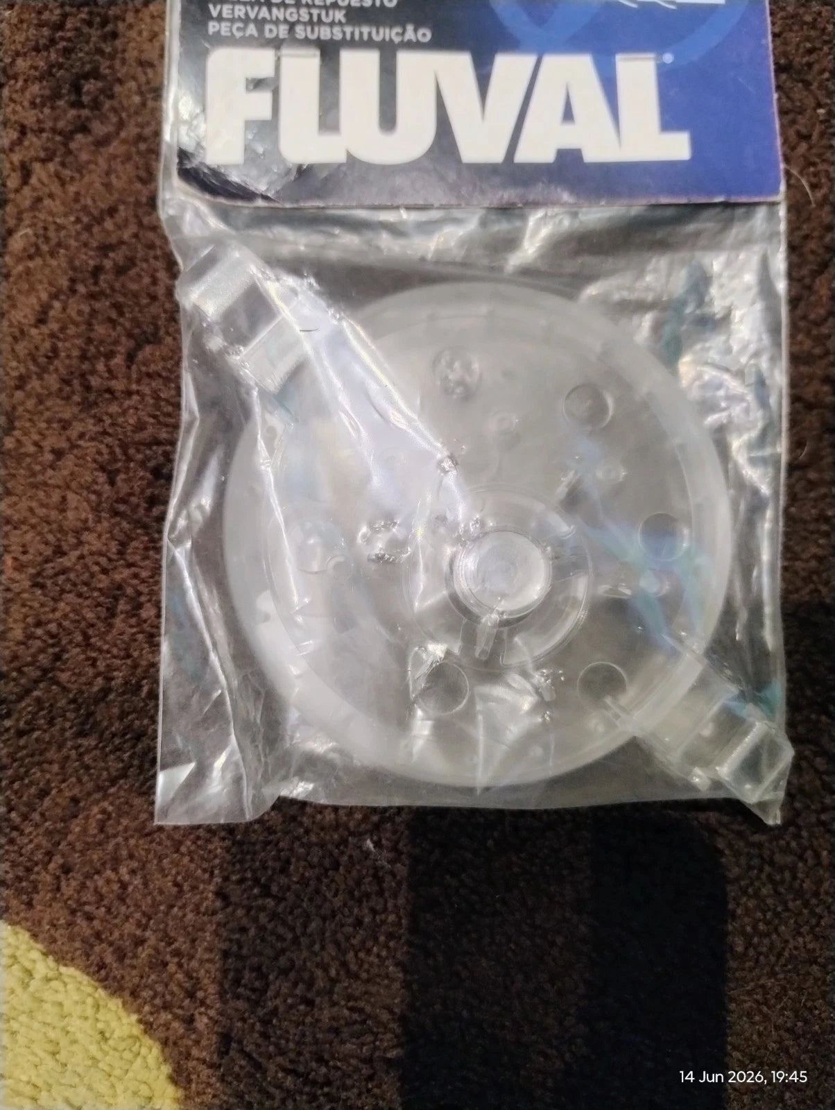 Fluval 404 replacement impeller with curved blades for canister aquarium filter