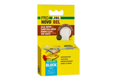 JBL PRONOVO BEL Weekend Block fish food 4 blocks – 3-day holiday feeder for aquarium fish, slow-release sinking food block