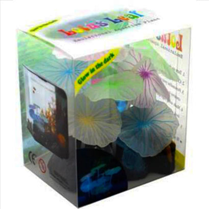 Lotus Garden 9 Leaf Multi Colour aquarium ornament with glow effect