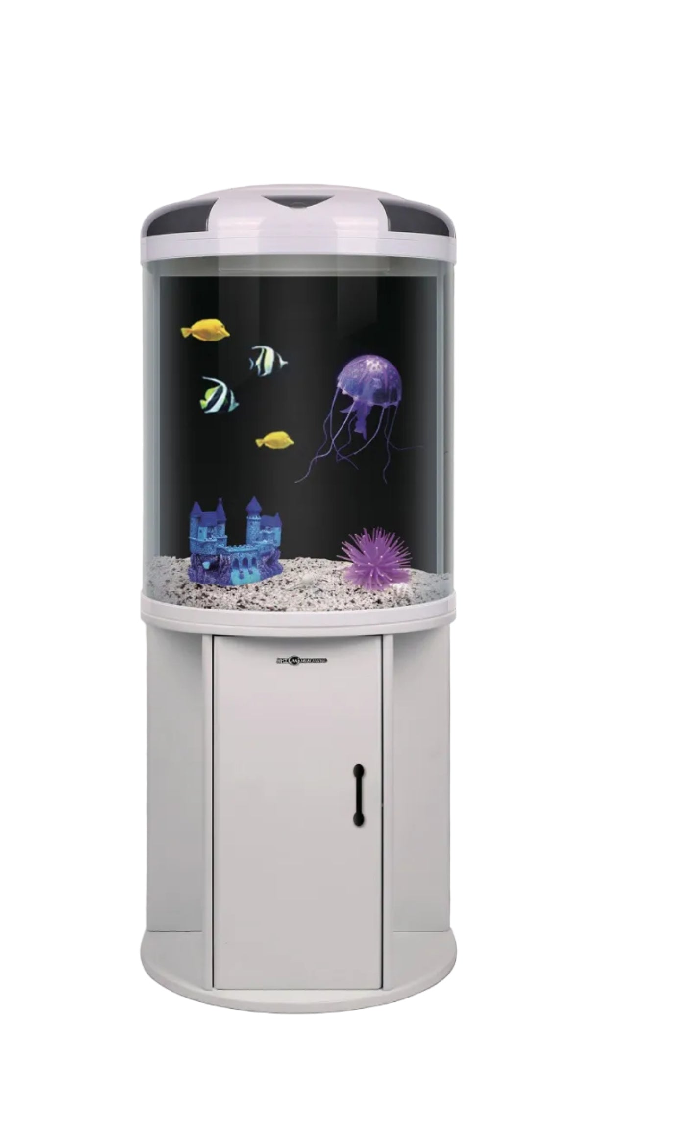 Minjiang BY-560S semi-circle aquarium with tropical fish and live aquatic plants