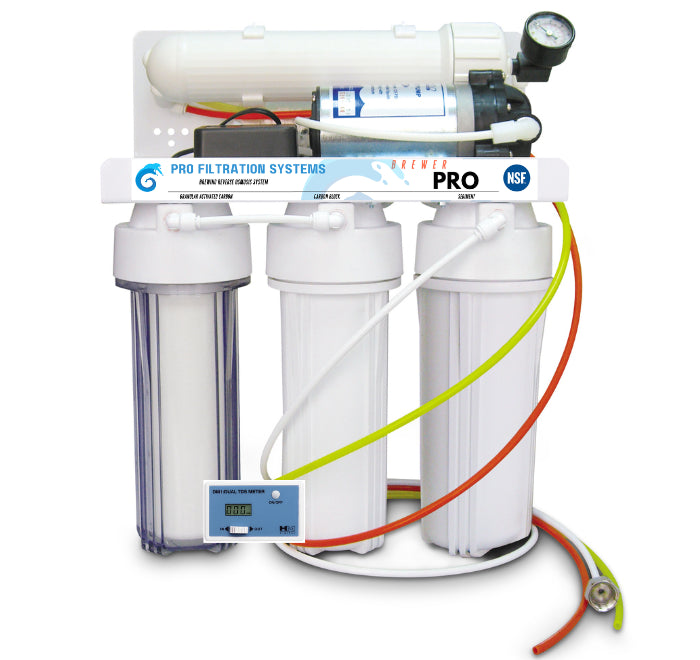 AquaMunch Pro Filtration 4 Stage RO DI Boosted System for aquarium water purification