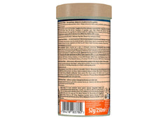 Tetra NutriEvolution Goldfish Colour Flakes 52g back with feeding instructions and nutritional information