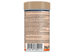 Tetra NutriEvolution Goldfish Colour Sticks 30g back with feeding instructions and nutritional information