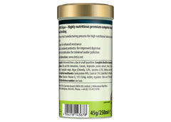 TetraPro NutriEvolution Tropical Algae fish food 45g back label with feeding instructions and nutritional information