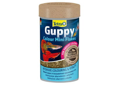 30g Front: Tetra NutriEvolution Guppy Colour Mini Flakes 30g tropical fish food front packaging