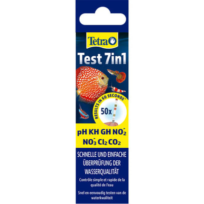 Tetra Test 7-in-1 water test strips 50 pack – freshwater aquarium test strips for pH KH GH nitrite nitrate chlorine and CO2