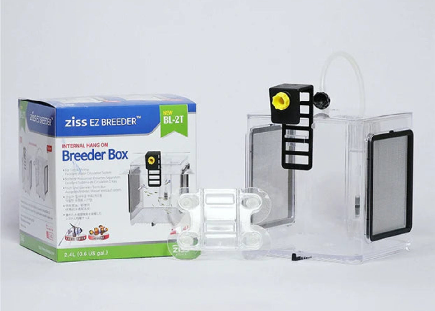 ZISS Aqua EZ Breeder Box BL-2T – 2.4L internal hang-on breeding box with SUS304 stainless steel mesh 2 sides and closed bottom for fish fry and shrimp