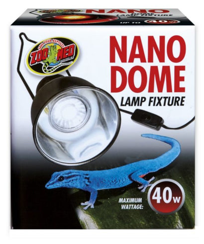 Zoo Med Nano Dome Lamp Fixture 40W – compact dome lamp fixture for nano terrariums for small reptiles amphibians and invertebrates lamps not included