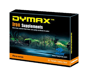 Dymax Iron Supplements, black box that reads "Dymax Iron Supplements, Flora Series"