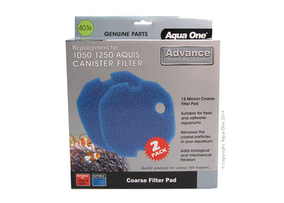 Aqua One Sponge Pad 15ppi Aquis 1050/1250 2pk