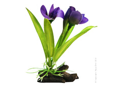 Aqua One Plastic Plant, purple flowers, artificial aquarium plant