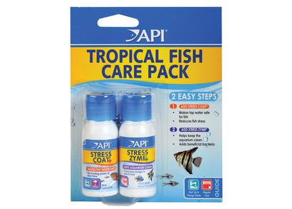 API Tropical Fish Care Pack, easy care pack, makes tap water safe for fish, reduces fish stress, keep aquarium clean, stress zyme, coat
