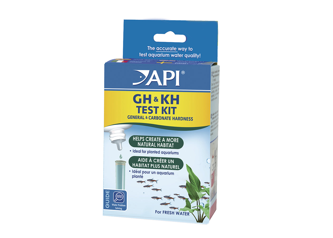 API GH & KH Test Kit, General & Carbonate hardness, helps create a more natural habitat in aquariums for fresh water fish