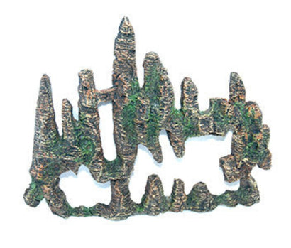 AquaWorld Rock Maze resin aquarium ornament with rocky spires, archways and mossy green accents