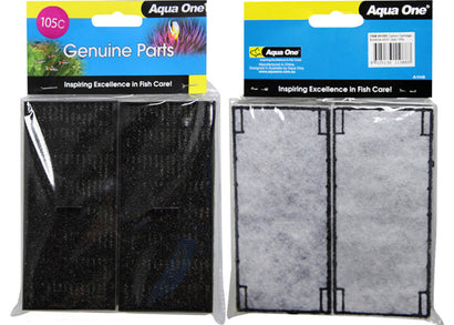 Aqua One 105C EcoStyle 42/47 replacement carbon filter cartridges 2 pack