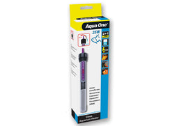 Aqua One adjustable glass aquarium heater 25W – submersible heater with adjustable thermostat and indicator light for tropical tanks up to 25L