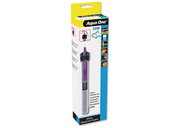 Aqua One adjustable glass aquarium heater 55W – submersible heater with adjustable thermostat and indicator light for tropical tanks up to 50L