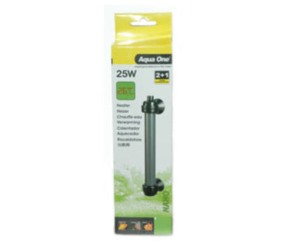 Aqua One glass nano preset heater 25W – submersible aquarium heater preset to 26°C for betta, shrimp and small tanks up to 25L