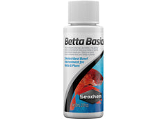 Seachem Betta Basics - white bottle of solution for creating ideal fish bowl environments