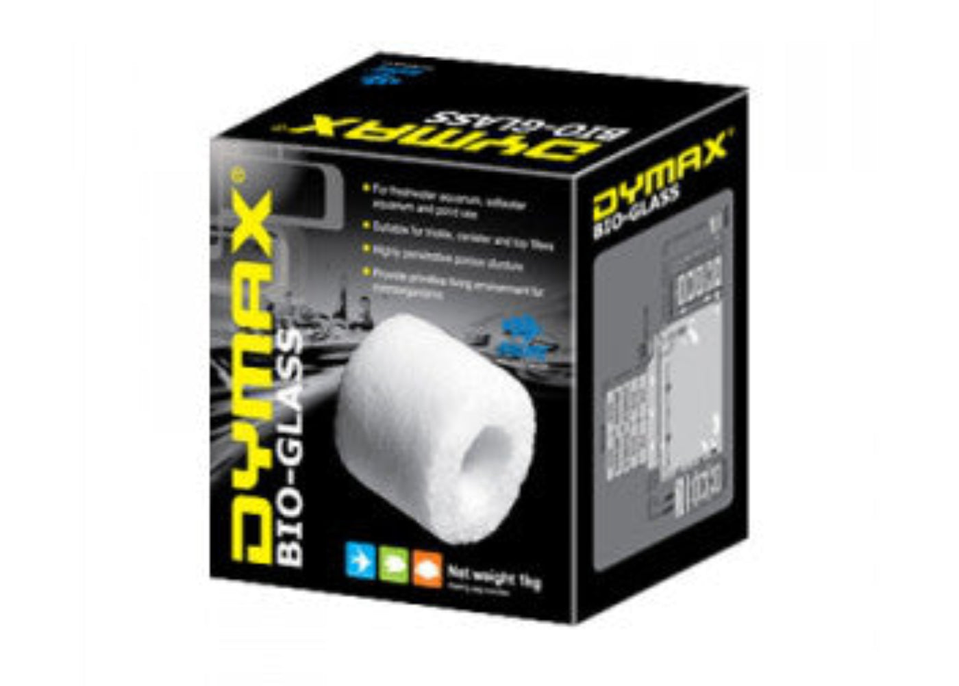 Dymax Bio Glass biological filter media rings 1kg box