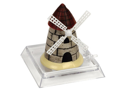 JW Pet ActivAir windmill air-powered aquarium ornament with brick tower and red roof