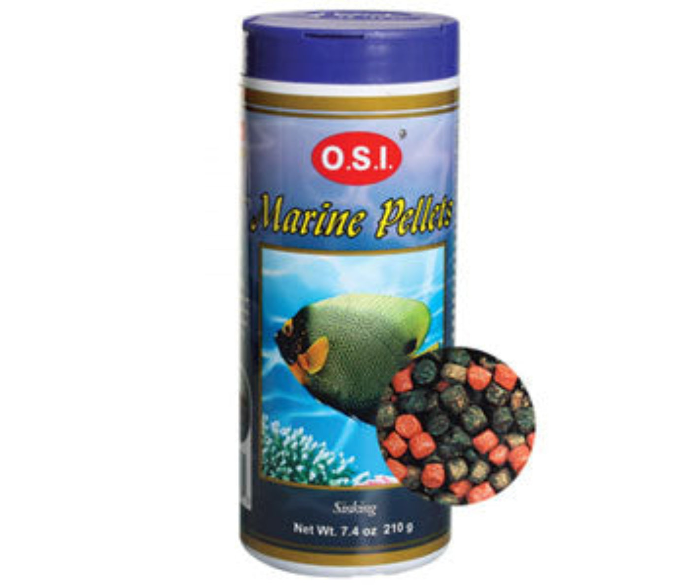 OSI Marine Pellets 210g – slow-sinking saltwater fish food with spirulina and marine protein for large marine fish