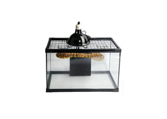 Reptile One Turtle Nursery Kit glass tank with mesh lid, UVB lamp and floating basking dock