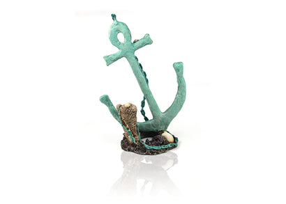 biOrb Anchor Ornament by Samuel Baker, a turquoise resin anchor aquarium sculpture