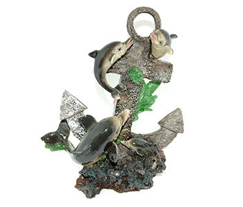 AquarWorld Anchor With Dolphins, ornament, aquarium, display, statue